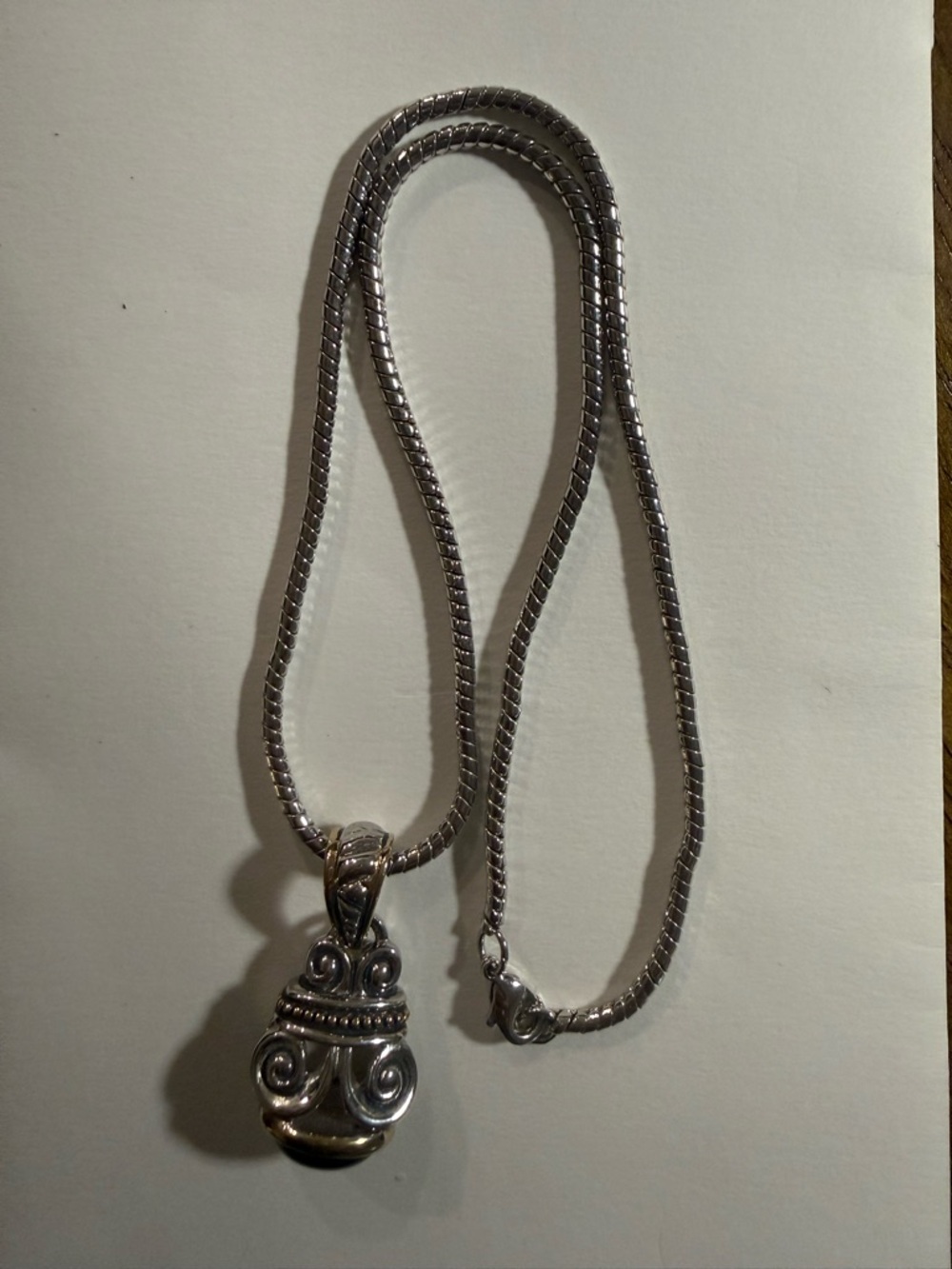 Sterling Silver Scroll Pendant Necklace - Silver